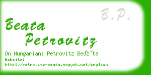 beata petrovitz business card